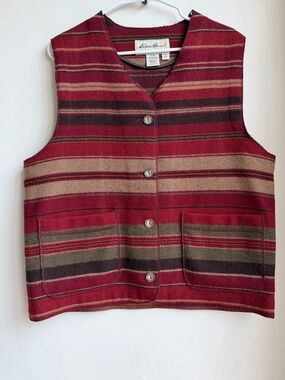 Vintage Eddie Bauer Wool Western Vest Women’s Size M Southwest Striped  85% Wool